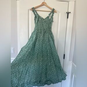 Doen Emmaretta M Green Floral Smocked Maxi Dress - Worn Once